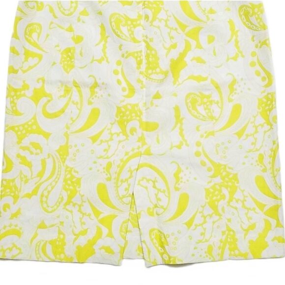 J. Crew Neon Yellow Paisley Floral Pencil Skirt 10 - Picture 5 of 6